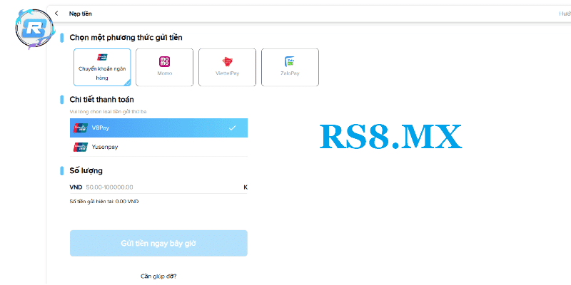 hướng dẫn nạp tiền rs8 thuận tiện